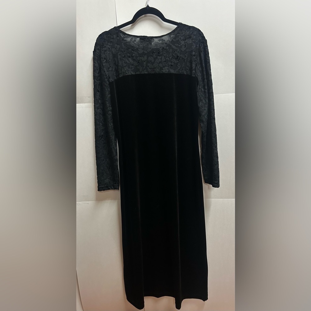 Diane Von Furstenberg The Color Authority Black Velvet Burnout Maxi Dress Size L - Picture 3 of 8